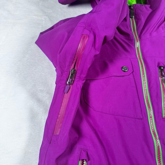 Marmot Women's Ski Jacket Purple Green Waterproof Hooded Snowboard Coat Small - Picture 3 of 8